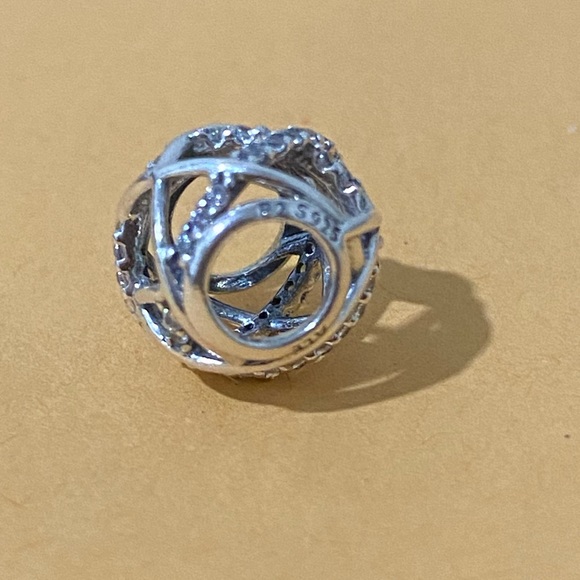 Pandora Sparkling Lines Openwork Charm , New . - Picture 5 of 9